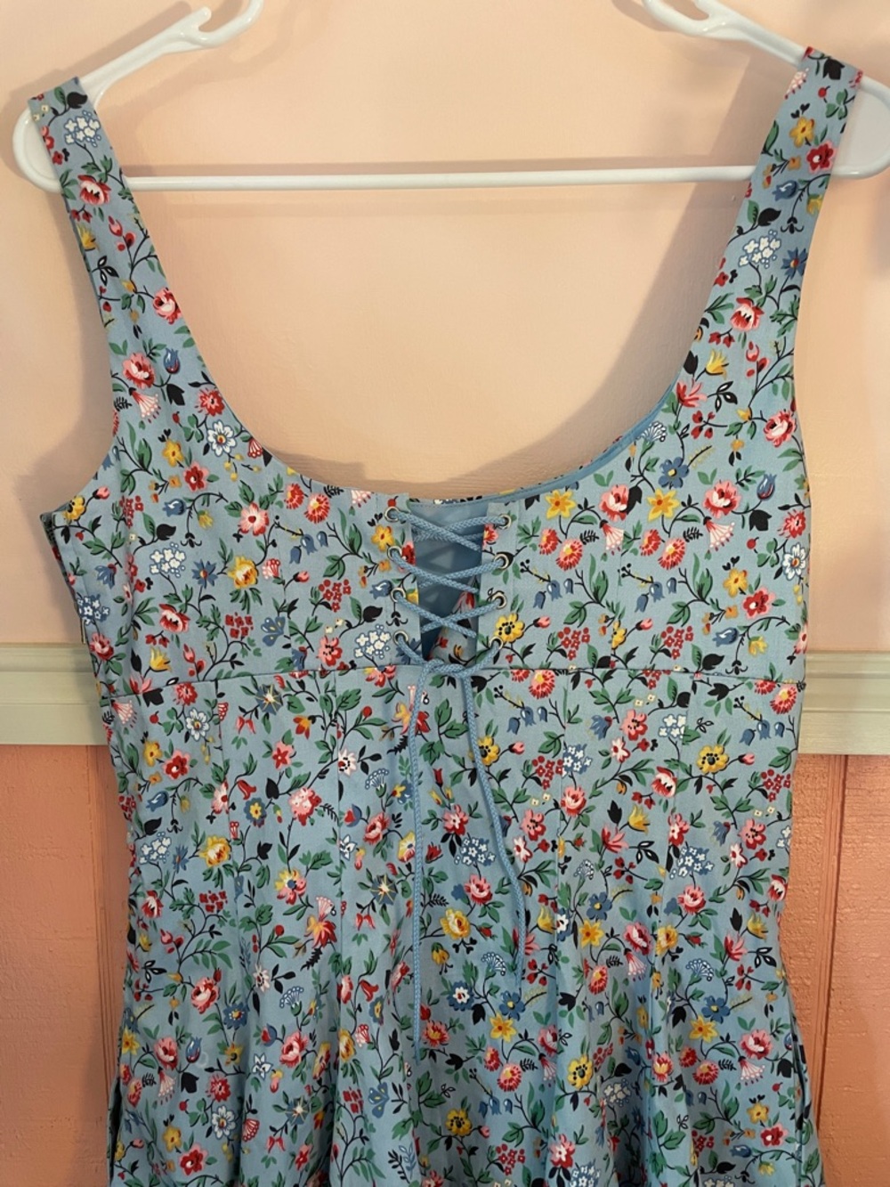 Betsey Johnson Retro Vintage Style Blue Floral Midi Dress, Size 8 - Picture 4 of 11